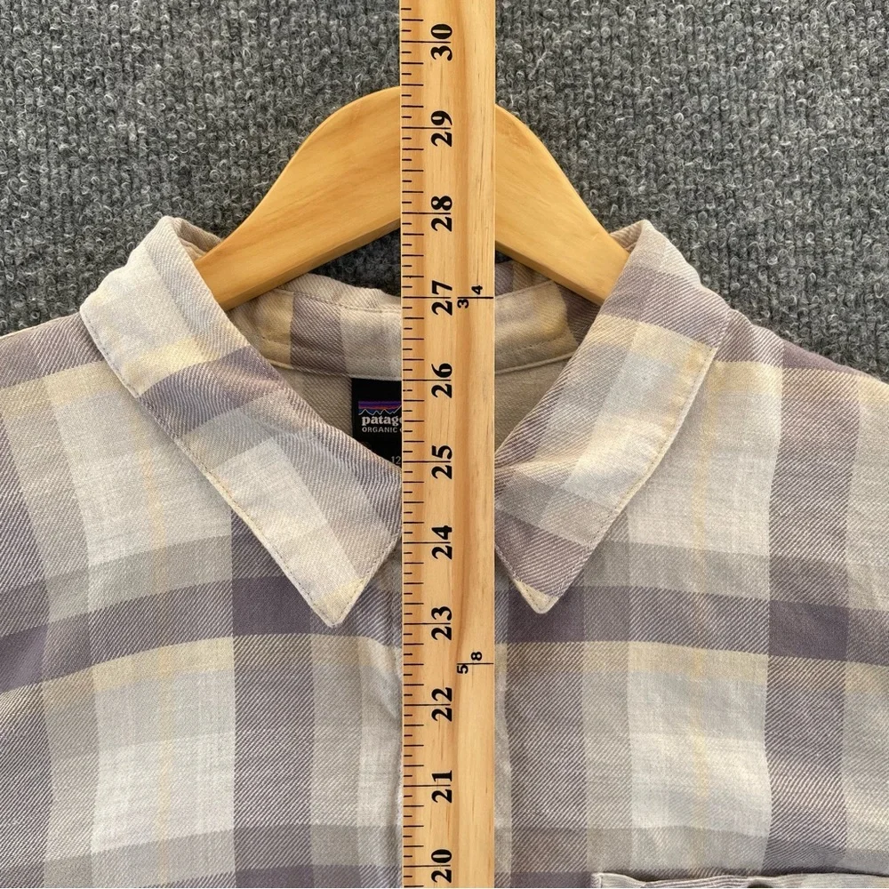 Patagonia Plaid Button-Down Shirt in Lavender, Cream, and Gray